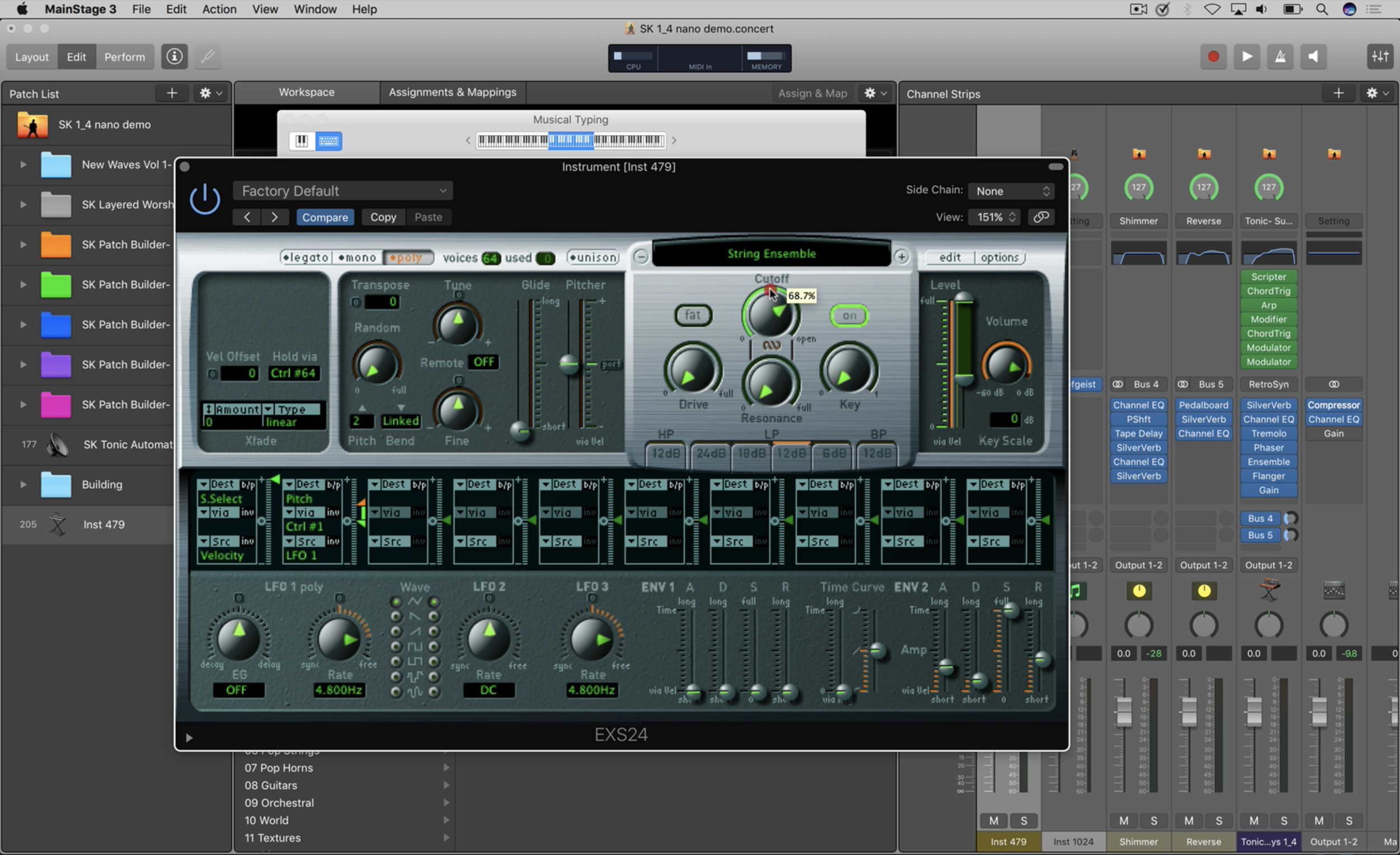Designing a Worship Strings Pad in MainStage With No Gear!
