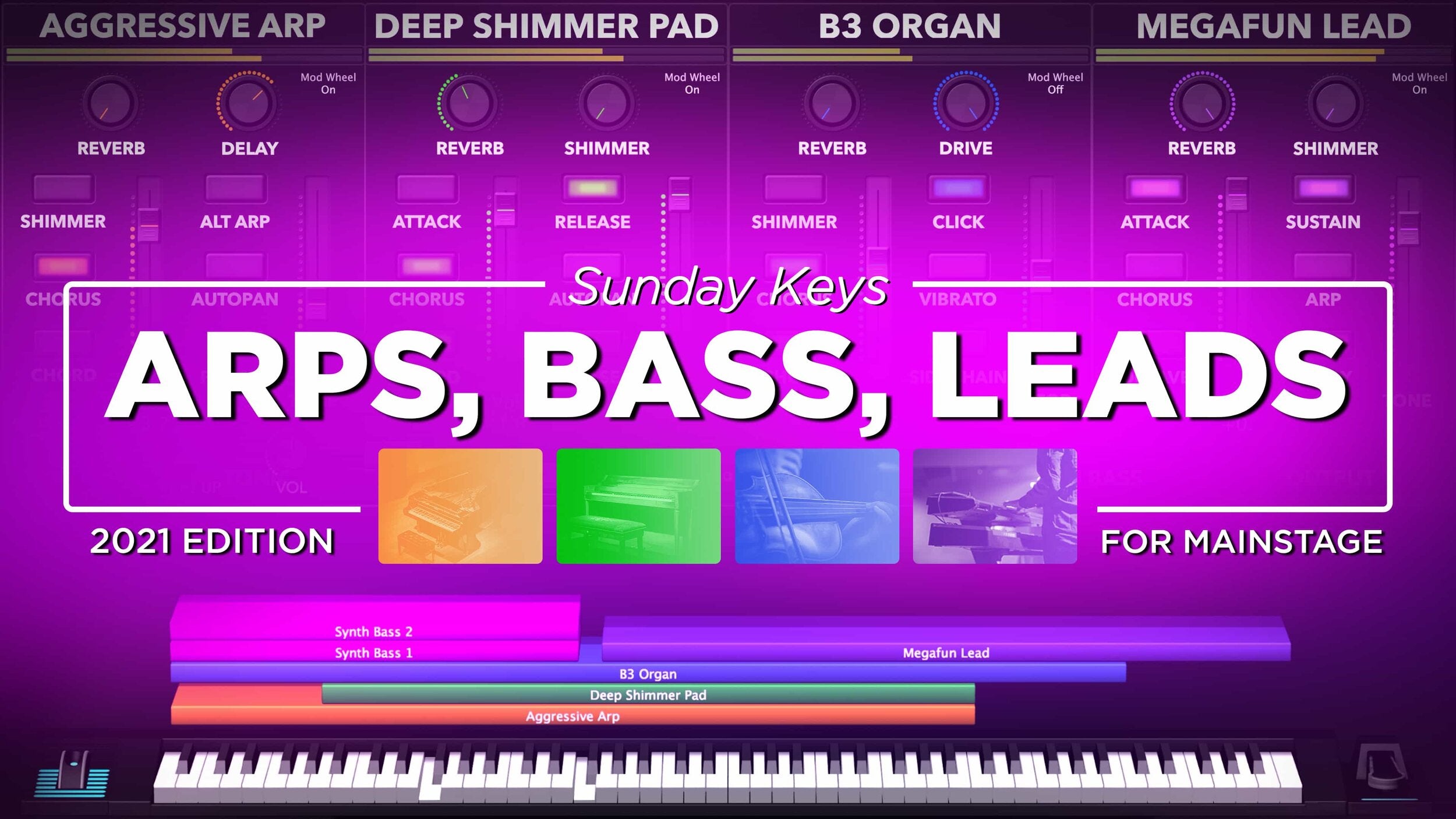 MainStage Modern Arps, Synth Bass, & Leads Demo - Sunday Keys for MainStage 2021