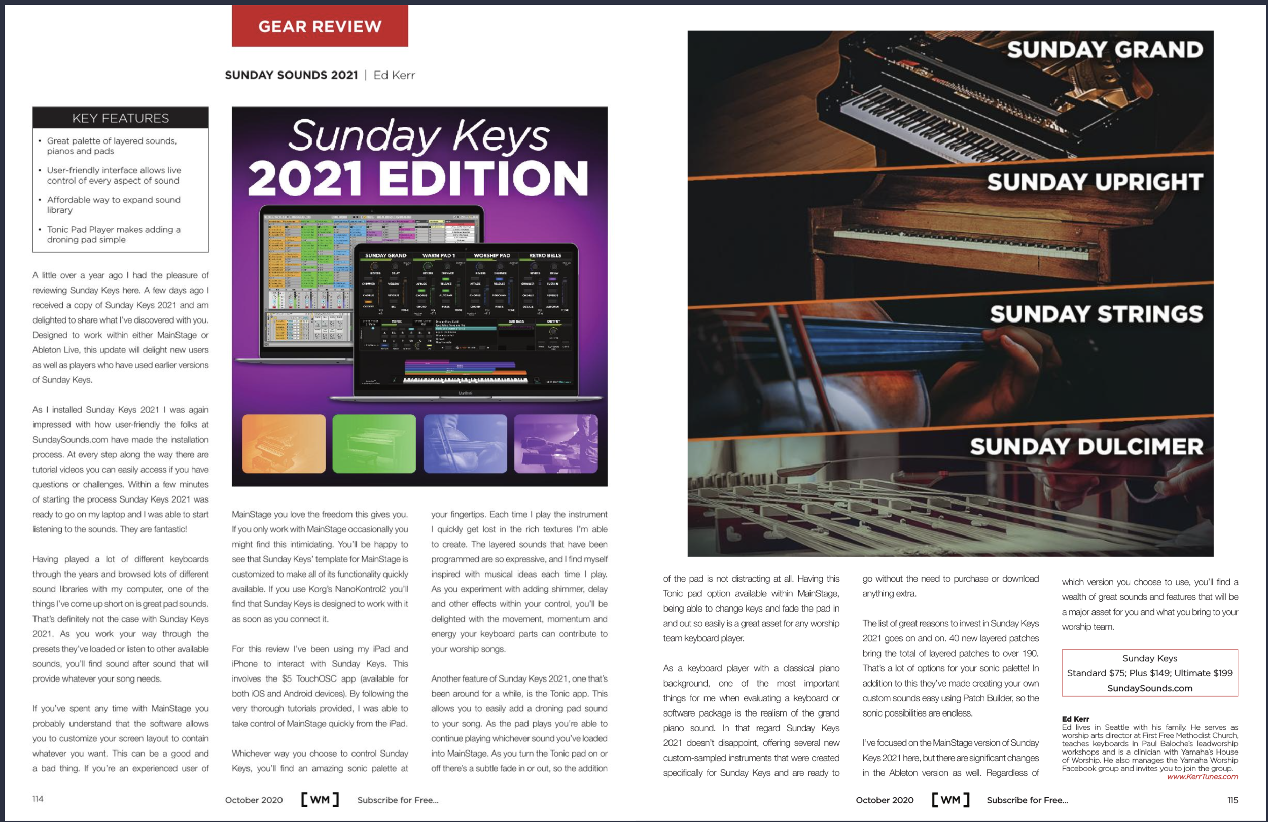 Sunday Keys 2021 Reviewed in Worship Musician Magazine